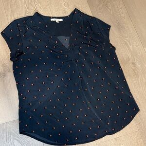 Fun 2 Fun Dark Blue Blouse with Orange Accents